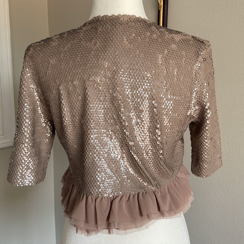 NWT BCBG Sequin Embellished Jacket with Ruffle Hem Size S - Picture 3 of 9